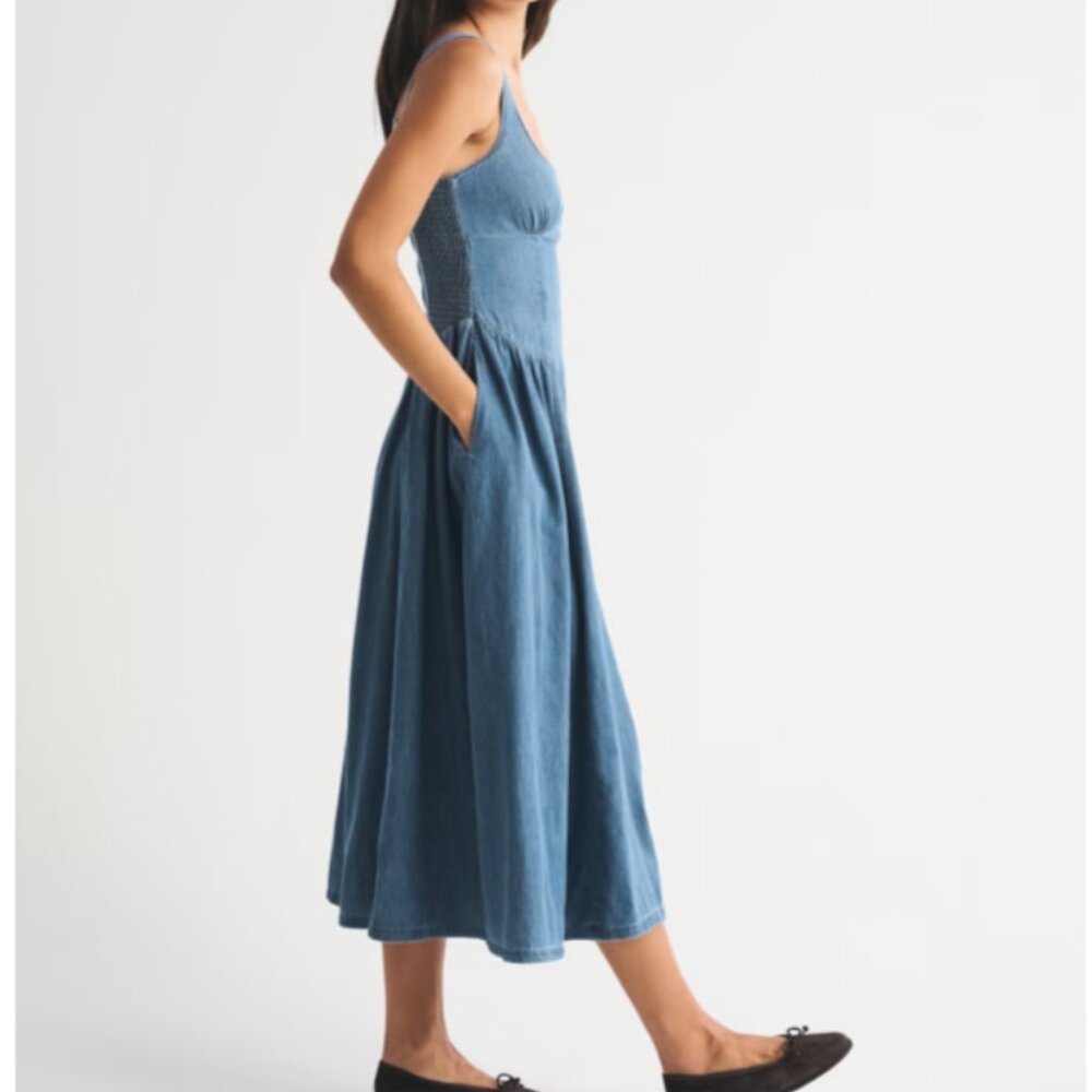 Abercrombie & Fitch Blue Denim Midi Dress - Picture 3 of 5